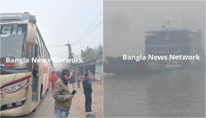 দৌলতদিয়া-পাটুরিয়ায় ফেরি চলাচল বন্ধ, পারাপারের অপেক্ষায় শত শত বাস ট্রাক