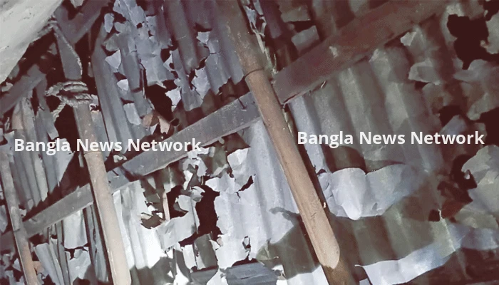 ফুলবাড়ীতে শিলাবৃষ্টিতে ফসলের ব্যাপক ক্ষতি, ফুটো হয়ে গেছে টিন