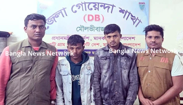 মৌলভীবাজারে ডিবি পুলিশের অভিযানে ১৮৮ বস্তা ভারতীয় চিনি উদ্ধার, আটক ২