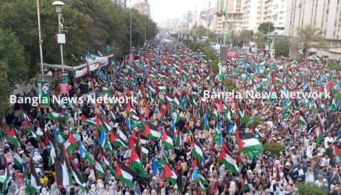 গাজায় আগাসনের প্রতিবাদে পাকিস্তানে জামায়াতের বিক্ষোভ