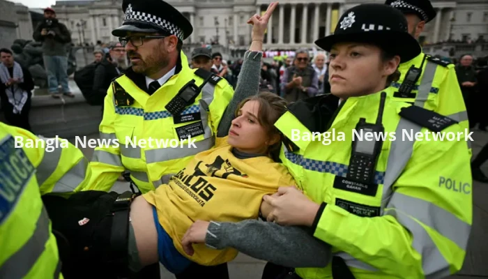 লন্ডনে ফিলিস্তিনি সংগঠনকে নিষেধাজ্ঞার প্রতিবাদ, গ্রেপ্তার ৪৯২