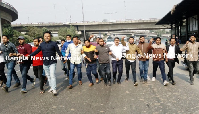 রাজধানীতে হরতালের সমর্থনে ছাত্রদলের মিছিল