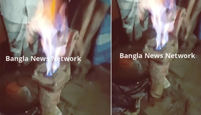 টিউবওয়েলে দিয়াশলাই ধরতেই জ্বলছে আগুন